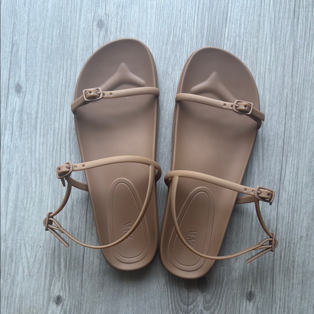 Zara Tan Sandals with Adjustable Straps